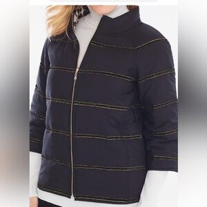 Chico’s~Chic~Reversible Design~Puffer Jacket~Zipper Closure~3/4 Sleeve~Size 2